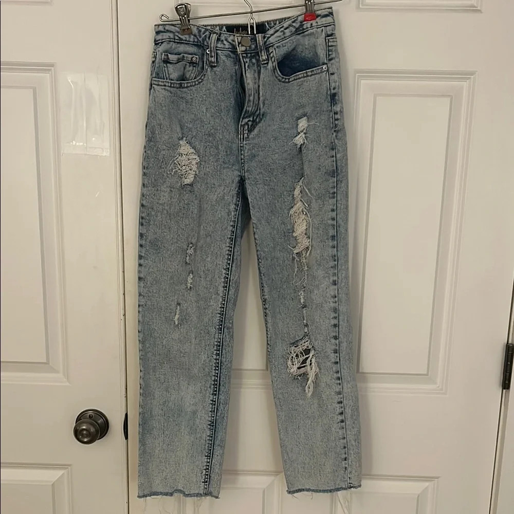 Indigo Rein Distressed Light Blue Jeans size 00 ripped
